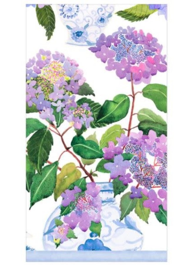 Hydrangeas and Porcelain Paper Guest Towel Napkins - 15 Per Package