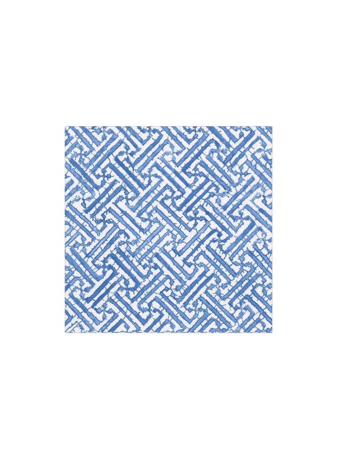 Fretwork Paper Cocktail Napkins in Blue - 20 Per Package