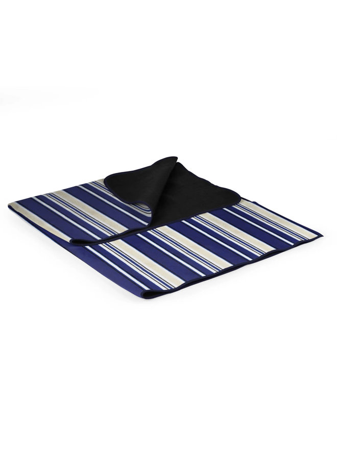 Blanket Tote Outdoor Picnic Blanket - Blue Stripe with Blue Flap
