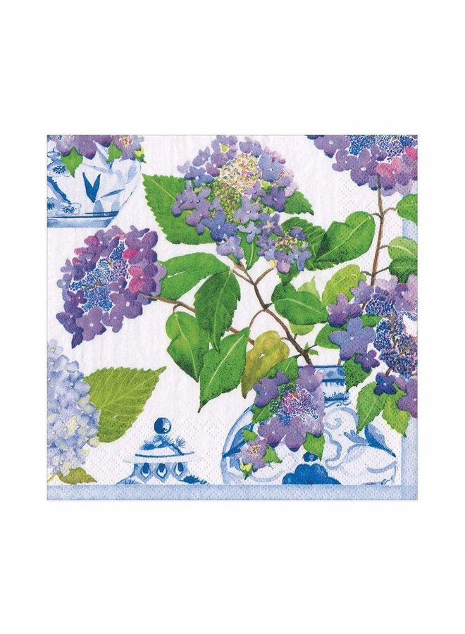 Hydrangeas and Porcelain Paper Luncheon Napkins - 20 Per Package