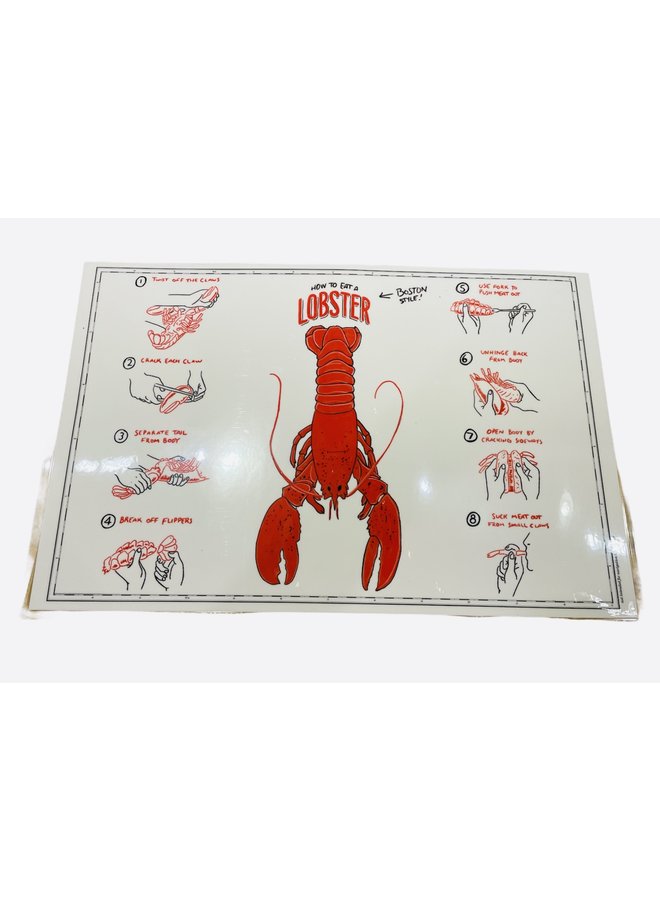 Laminated Double-Sided Placemat (side 1 - Boston Harbor Chart & Side 2 - How to Eat a Lobster/Boston