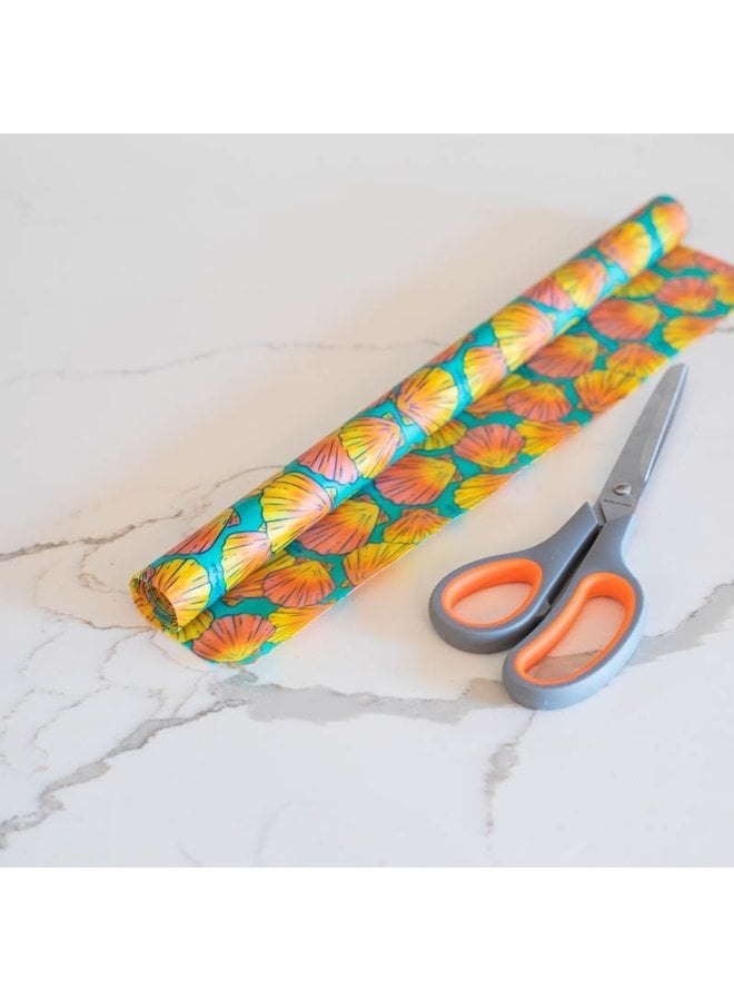 Beeswax Wrap Roll in Shell Print