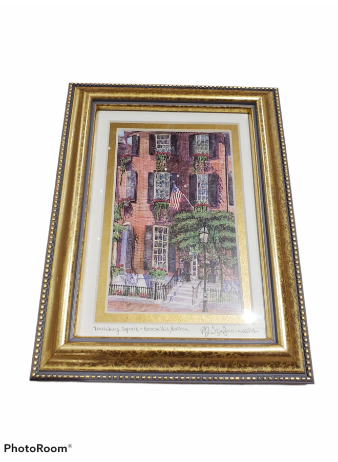 Gold Framed 5x7 Painting of Louisburg Square