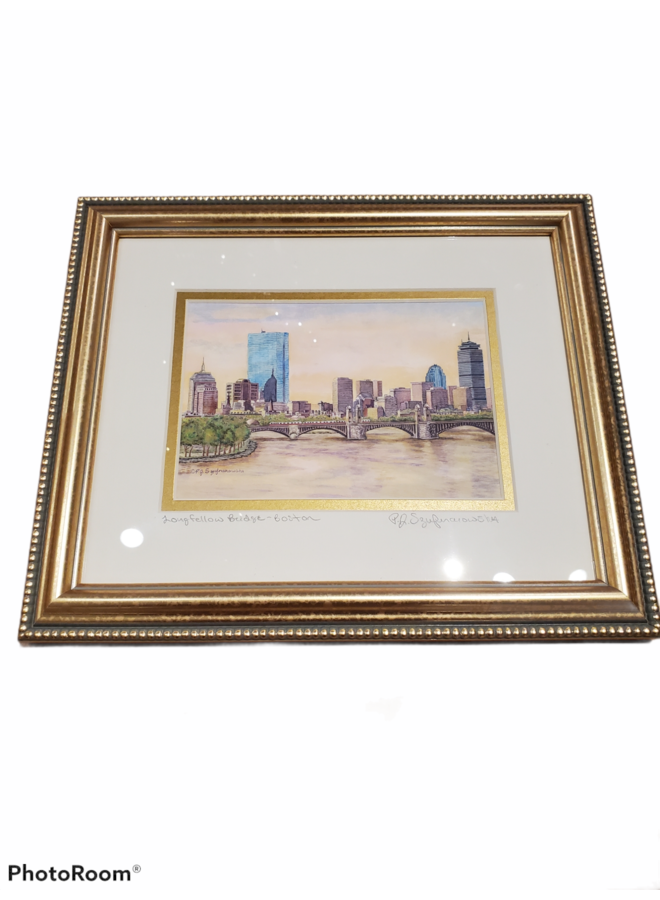 Framed 8x10 Painting of the Longfellow Bridge