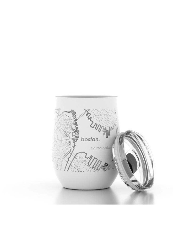 Boston MA Map 12 oz Insulated Wine Tumbler