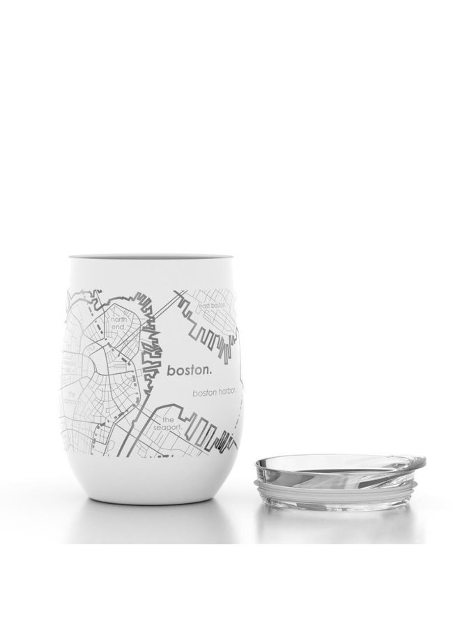 Boston MA Map 12 oz Insulated Wine Tumbler