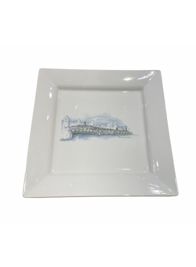Square Porcelain Plate with Boston & Beacon Hill Skyline