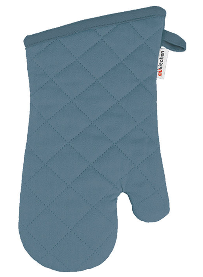 MU Kitchen 100% Cotton Terry-Lined Oven Mitt, 13-Inch, Ink Blue