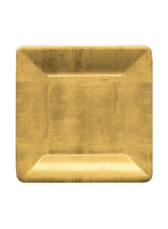 Gold Leaf Square Paper Salad & Dessert Plates - 8 Per Package