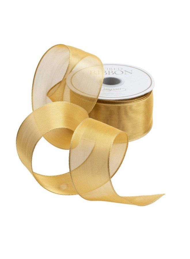 Sheer Gold Wired Ribbon - 9 Yard Spool