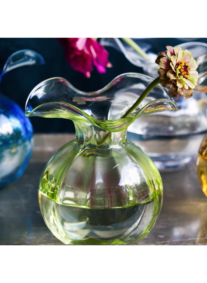 Hibiscus Glass Green Bud Vase