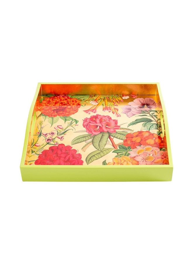 Jefferson’s Garden Study Lacquer Square Tray in Gold - 1 Each