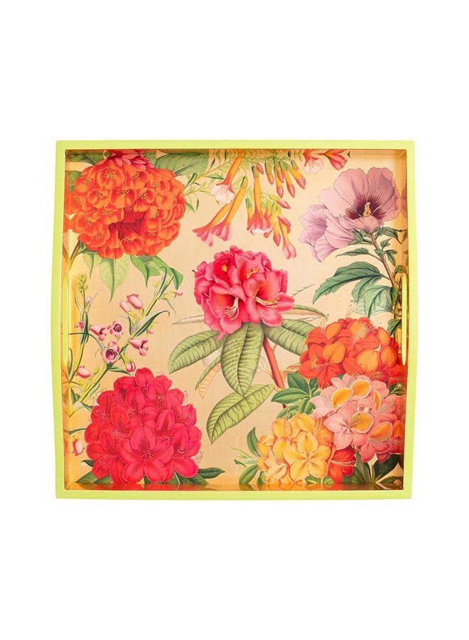 Jefferson’s Garden Study Lacquer Square Tray in Gold - 1 Each