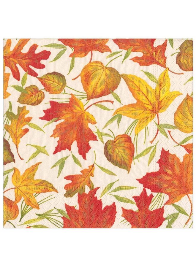 Woodland Leaves Paper Dinner Napkins in Ivory - 20 Per Package