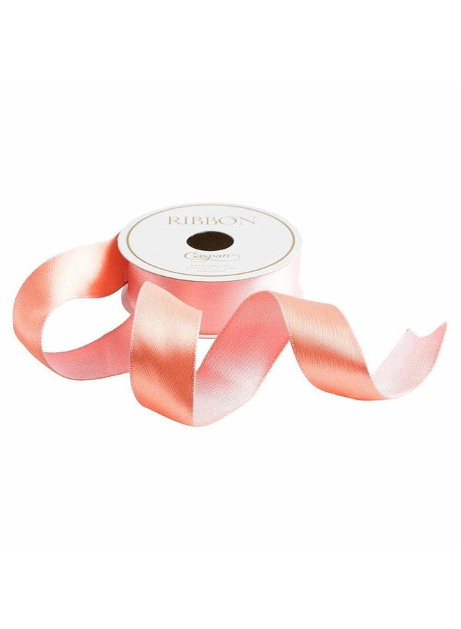 Medium Pink & Salmon Reversible Satin Wired Ribbon - 10 Yard Spool