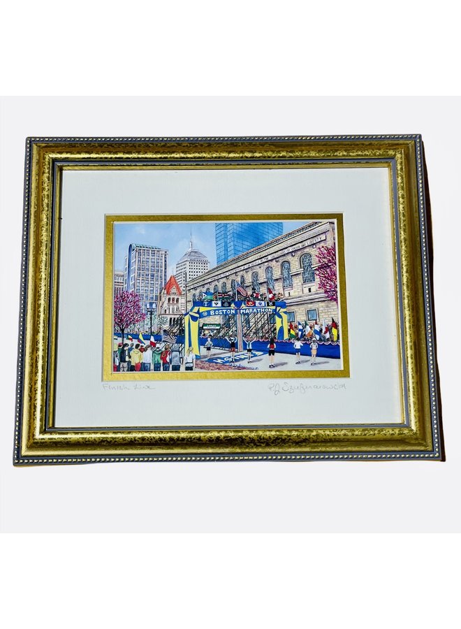 Gold Framed 8x10 Painting of Boston Marathon