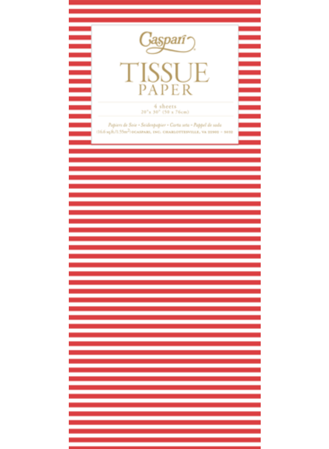 Mini Red Stripes Tissue Paper - 4 Sheets Included