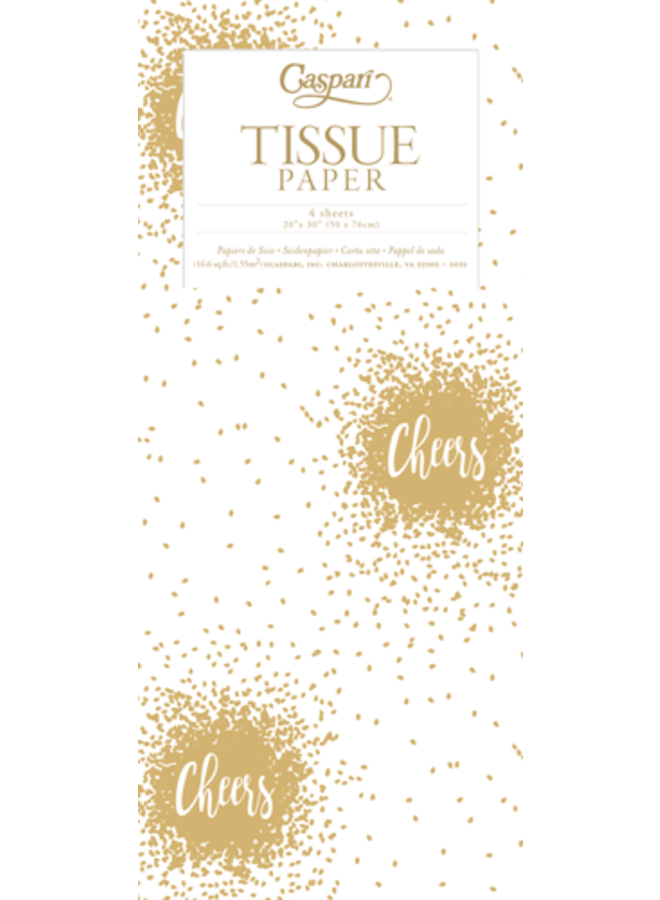 Cheers Tissue Paper in Gold - 4 Sheets Included