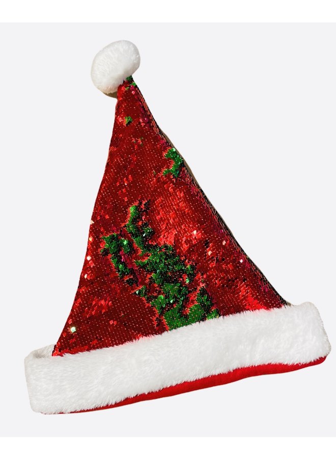 Velvet Sequin Red & Green Hat