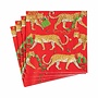 Christmas Leopards Red Paper Cocktail Napkins - 20 Per Package