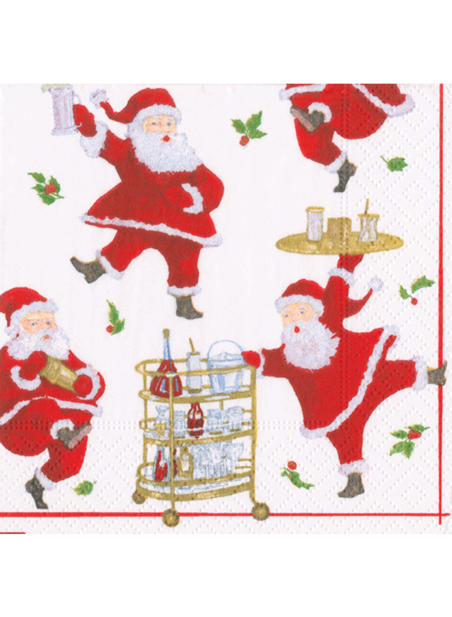 Cocktails with Santa Paper Cocktail Napkins in Moss Green - 20 Per Package