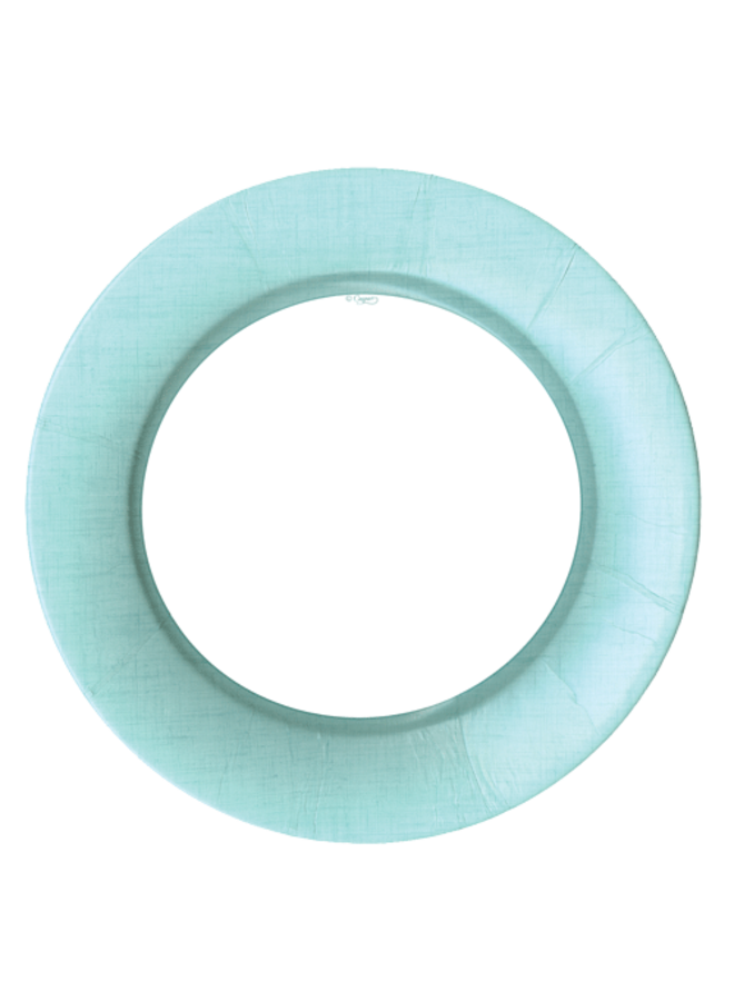 Linen Border Paper Salad Plates in Robin's Egg Blue - 8 Per Package