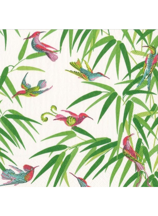 Birds In Paradise White Cocktail Napkins pack of 20
