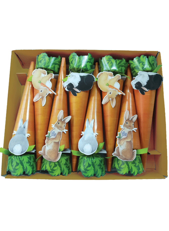 Bunnies And Carrots Luxury Cone Crackers 10" 8 per pack