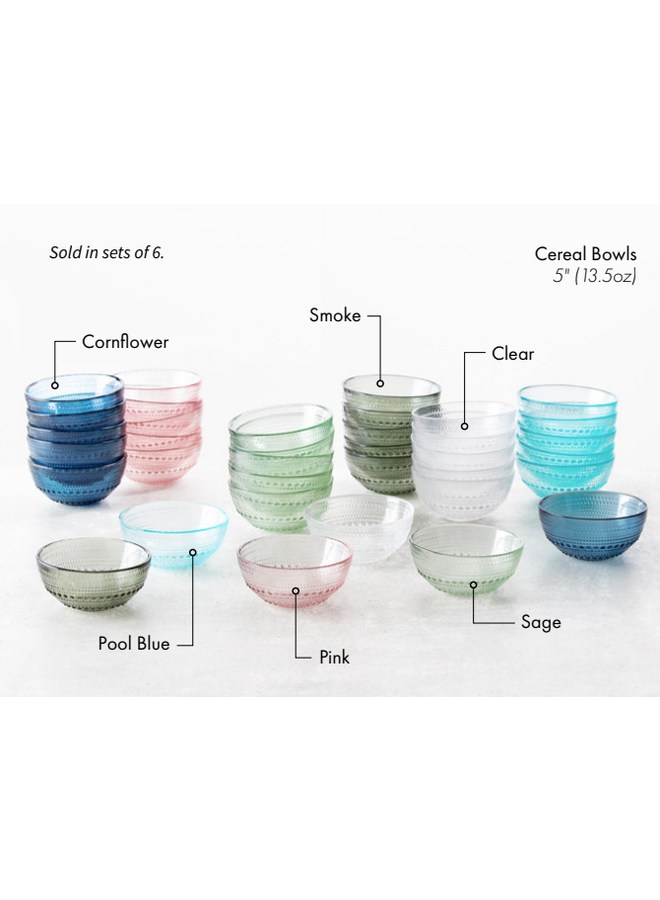 Jupiter Beaded Glass Cereal Bowls - Set of 6