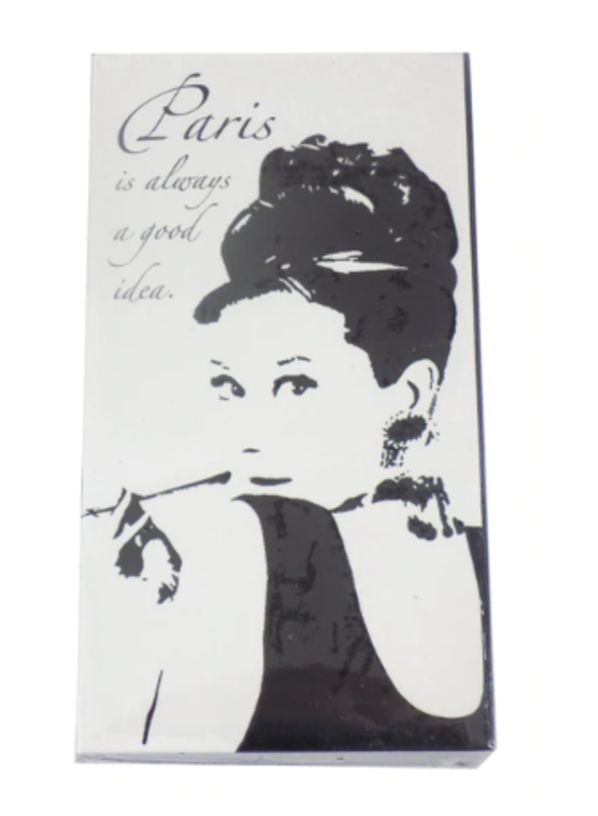 Designer Matches Audrey Hepburn on Black & White Embossed Collectible Matchbox