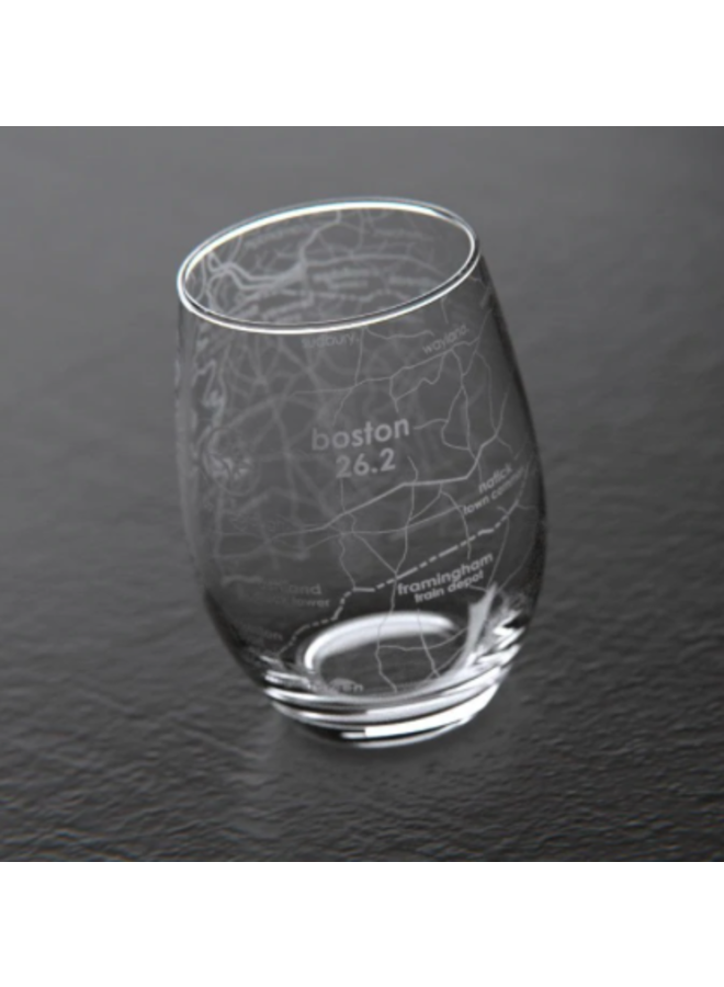 Boston 26.2 Marathon Stemless Wine Glass