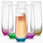 Hue Colored Champagne Glasses, Set of 6