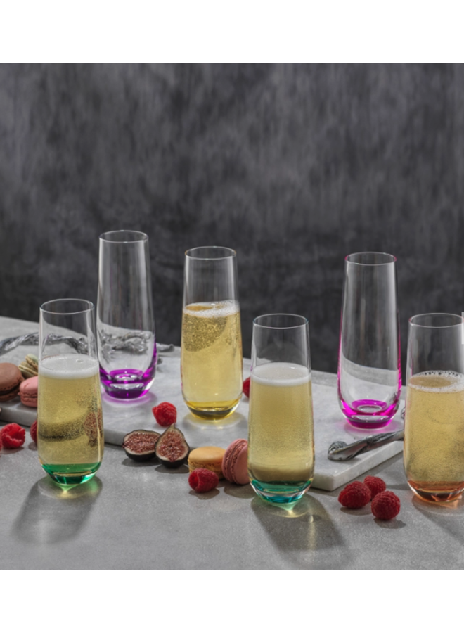 Hue Colored Champagne Glasses, Set of 6