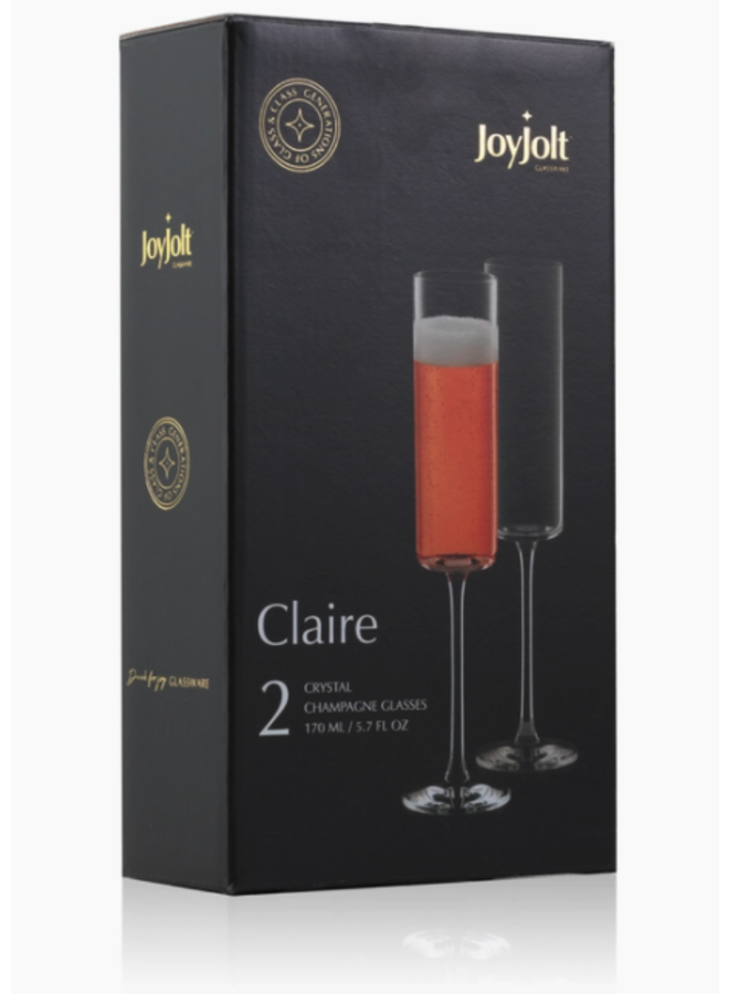 Claire Champagne Glasses, 5.7 Oz Set of 2  Lead-Free Crystal
