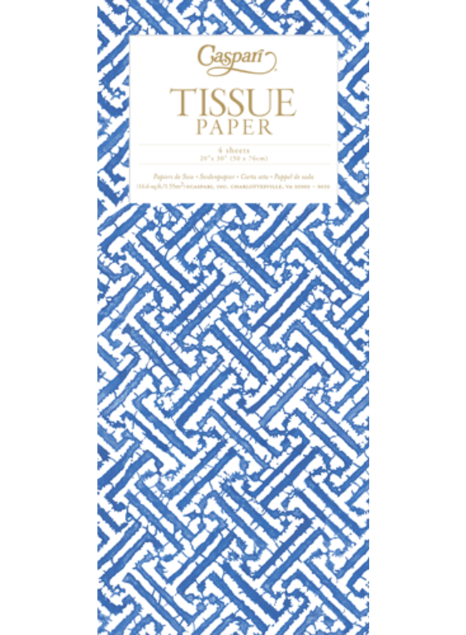 Fretwork Blue Tissue Paper - 4 Sheets Included