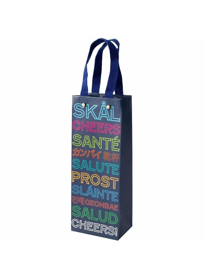 Cheers Salud Prost Wine & Bottle Gift Bag - 1 Each