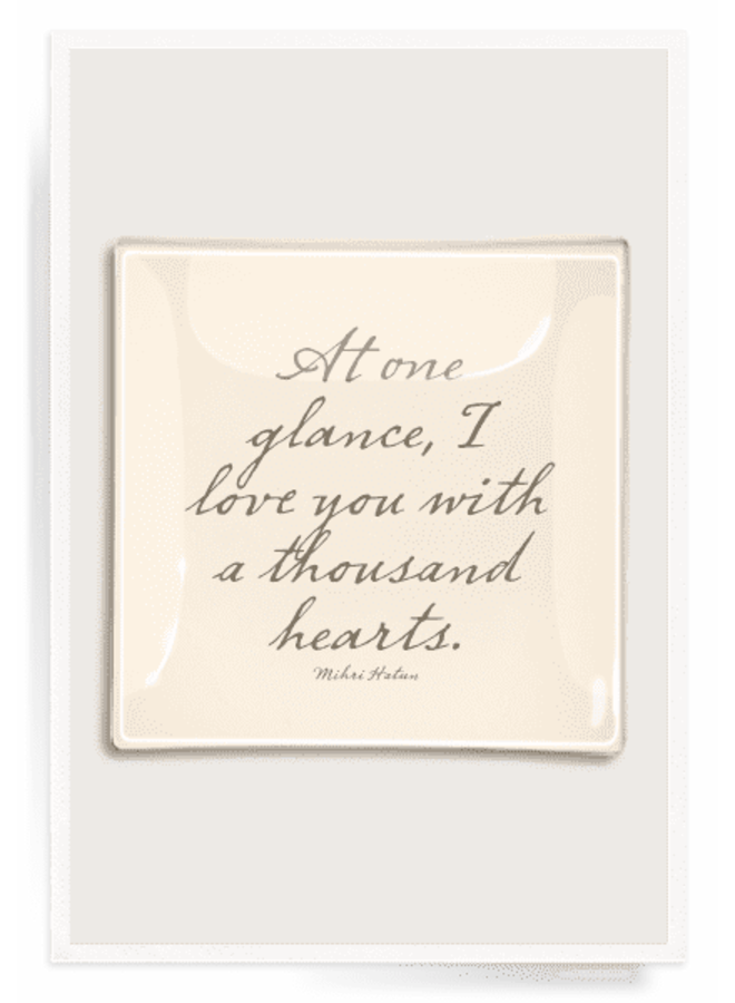 At One Glance, I Love You Decoupage Glass Tray 8"x8"