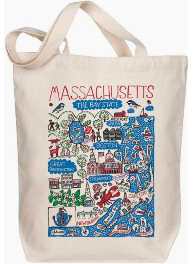 Massachusetts Map Art Tote