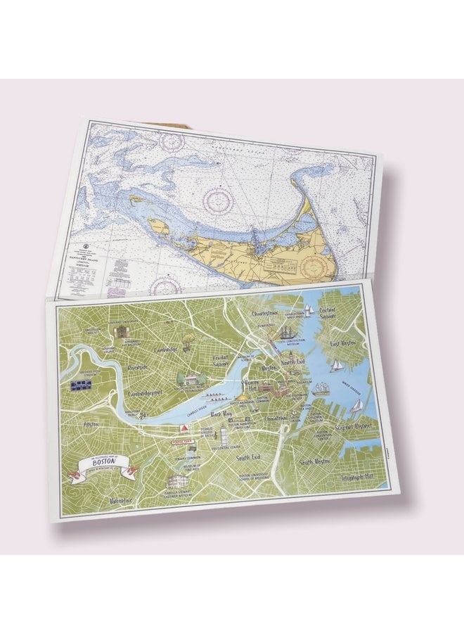Laminated Double-Sided Placemat (side 1 - Boston Chart & Side 2 - Nantucket Island