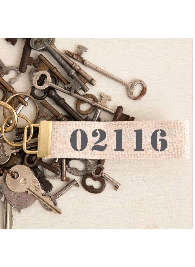 02116 Zip Code Keychain in Pebble