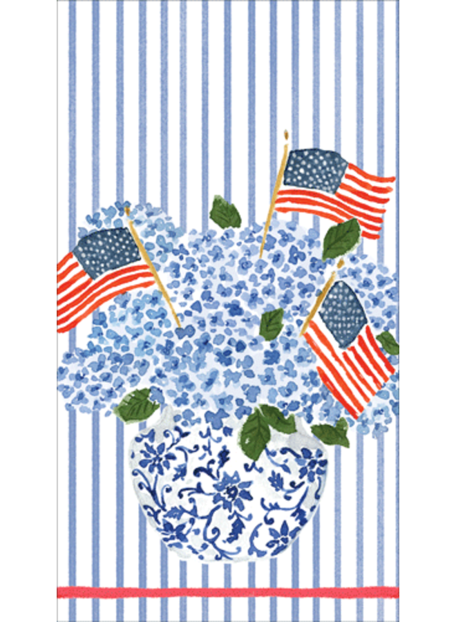 Flags and Hydrangeas Paper Guest Towel Napkins - 15 Per Package