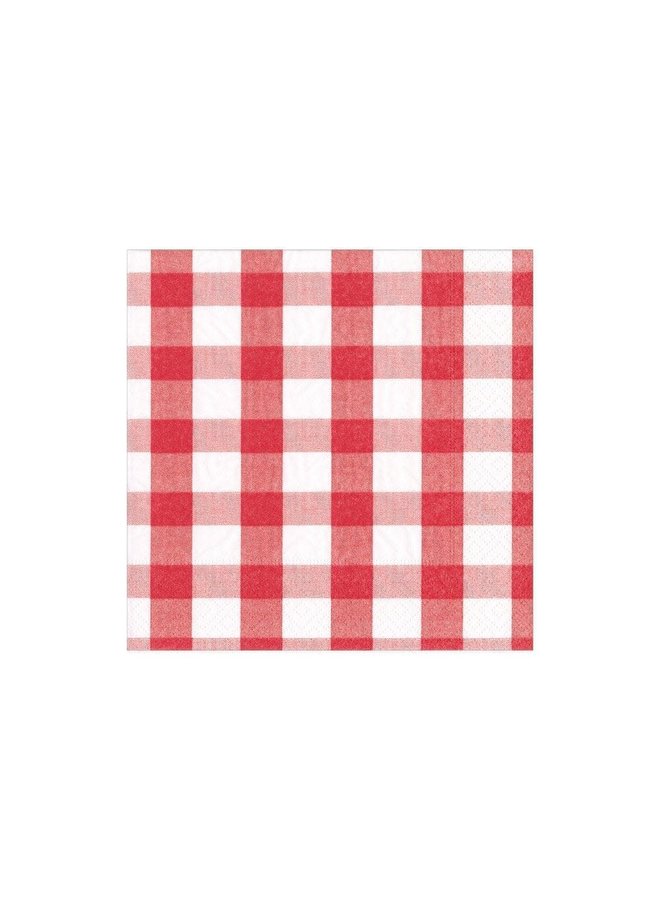 Gingham Paper Cocktail Napkins in Red - 20 Per Package