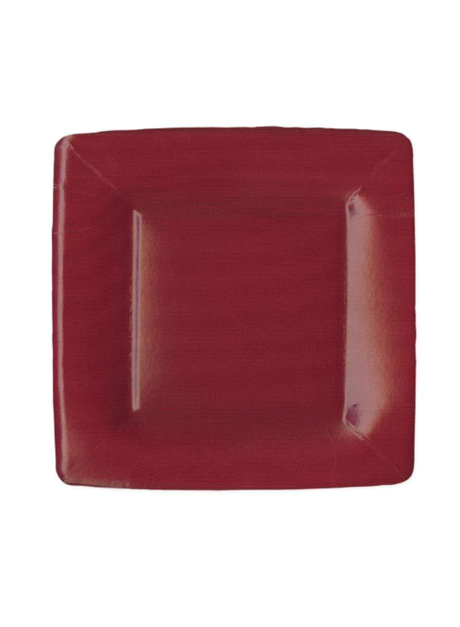 Grosgrain Square Paper Salad & Dessert Plates in Cranberry - 8 Per Package