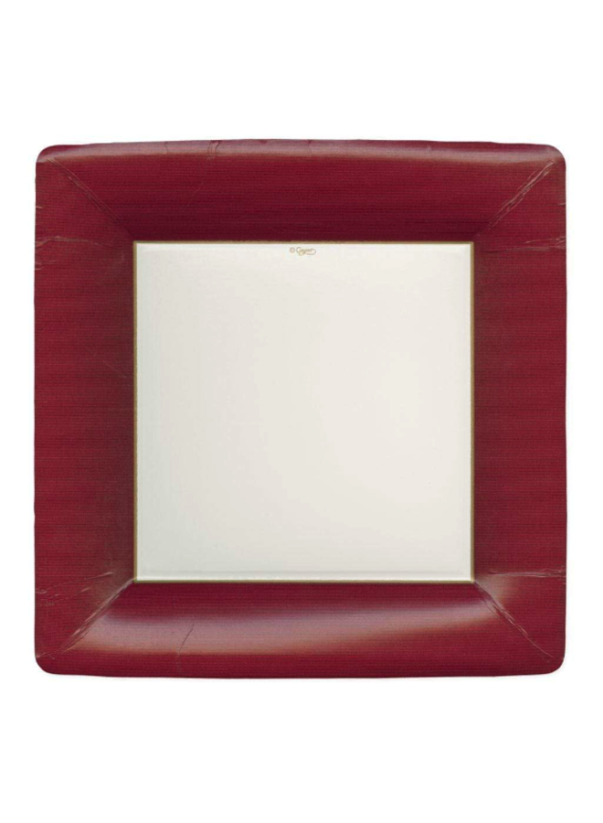 Grosgrain Square Paper Dinner Plates in Cranberry - 8 Per Package