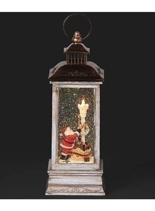 11"H Lantern with Santa Lighting Lamp