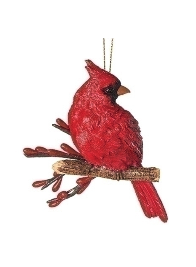 4.5"H Cardinal on Branch Ornament