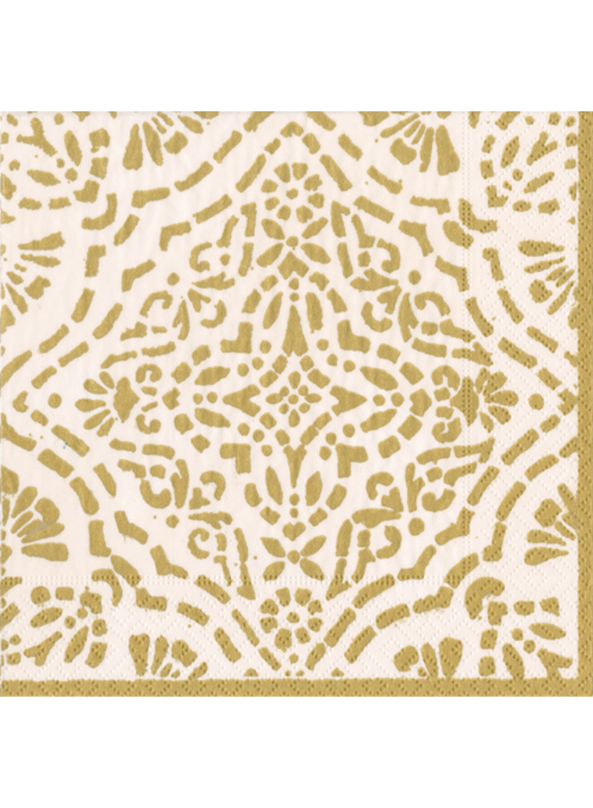 Annika Ivory/gold Paper Cocktail Napkins - 20 Per Package