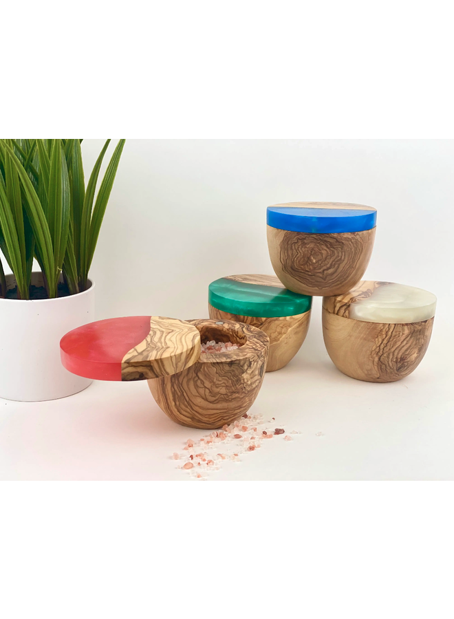 Olive Wood Resin Salt Cellar