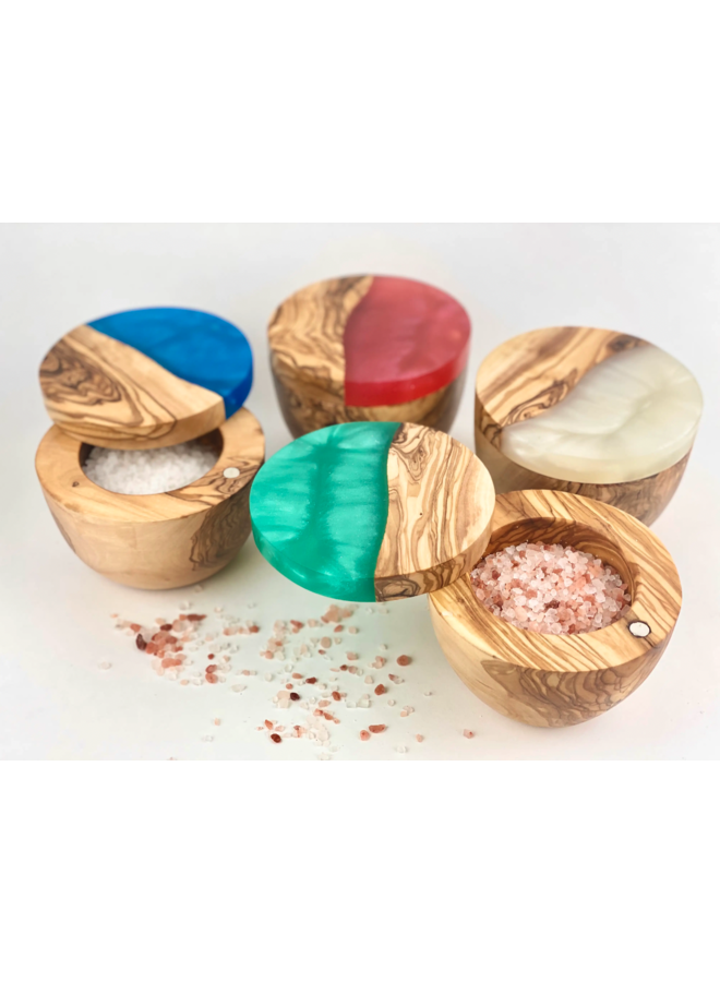 Olive Wood Resin Salt Cellar