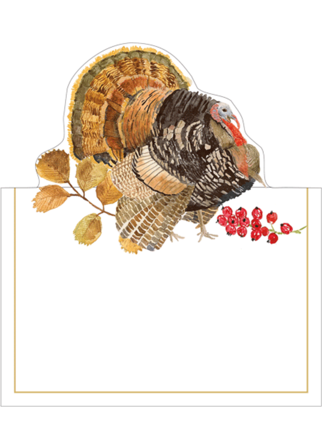 Woodland Turkey Foil Place Card 8 In Die-Cut Foil